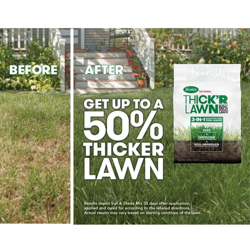 Scotts® Turf Builder® Thick'R Lawn® 12lb. and EZ Seed® Patch & Repair Sun and Shade 10lb. Bundle image number null