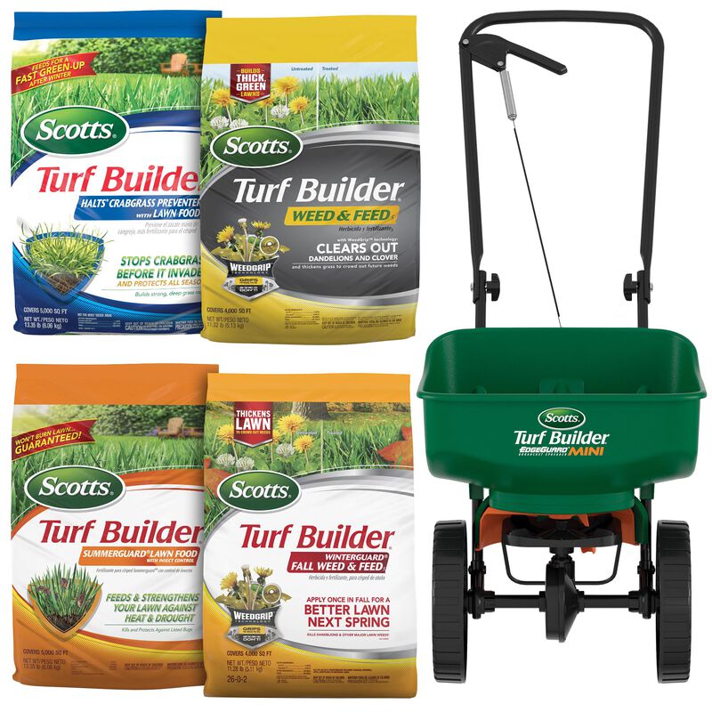 Scotts® Turf Builder® Bundle for Small, Northern Lawns + Scotts® Turf Builder® EdgeGuard® Mini Broadcast Spreader image number null