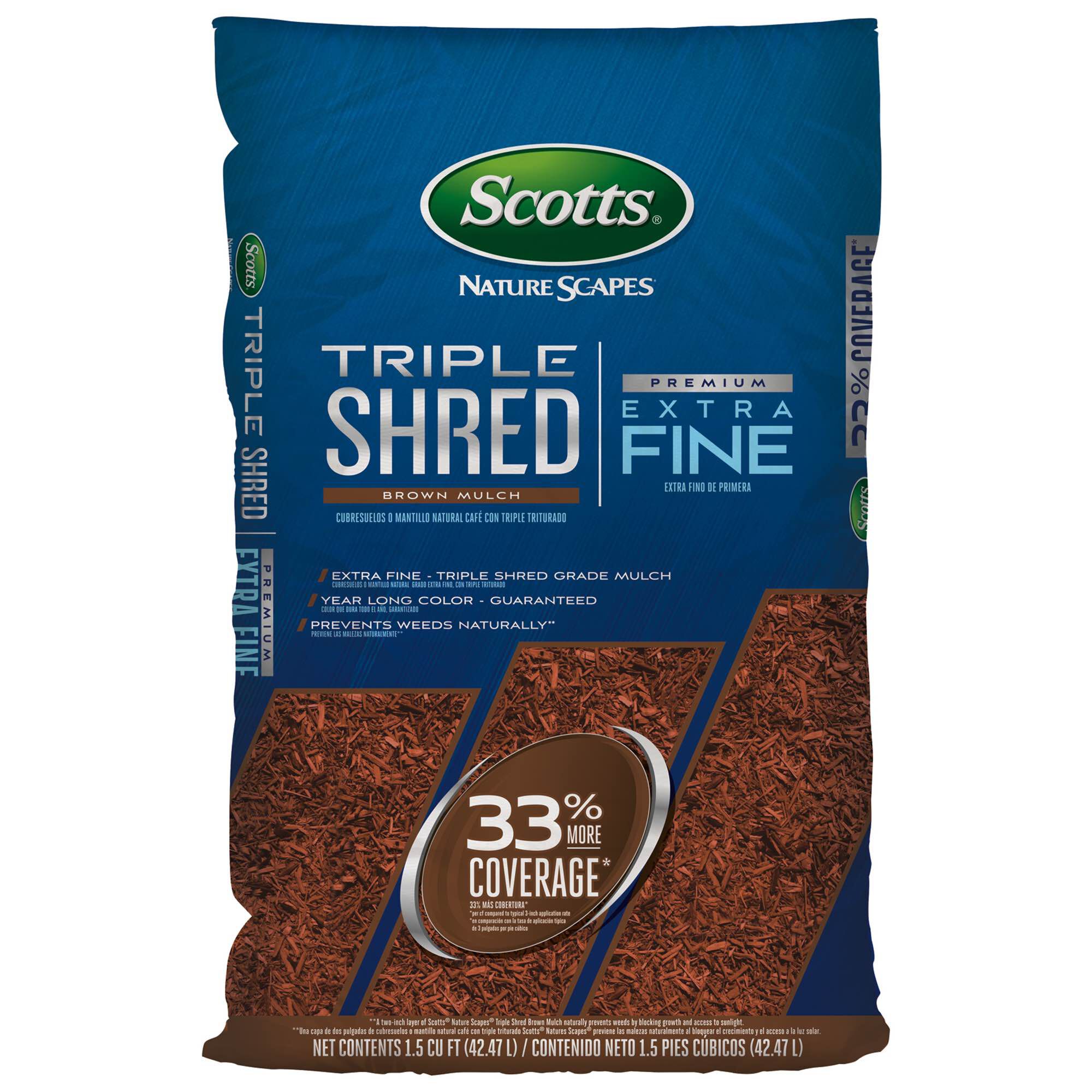 Image of Scotts triple shred brown mulch lawn